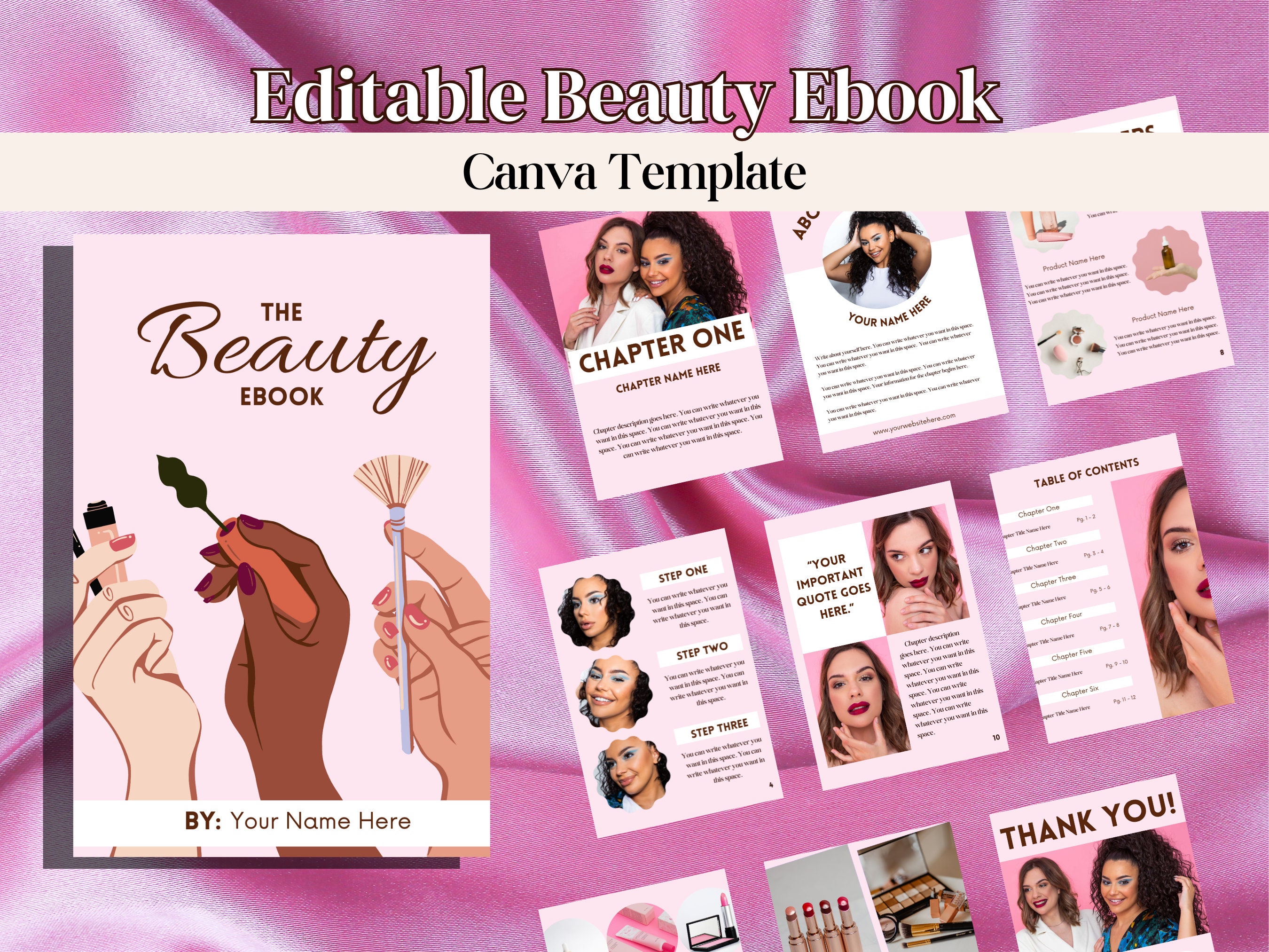 Beauty Ebook Canva Template: Editable Workbook Design (Digital Download)