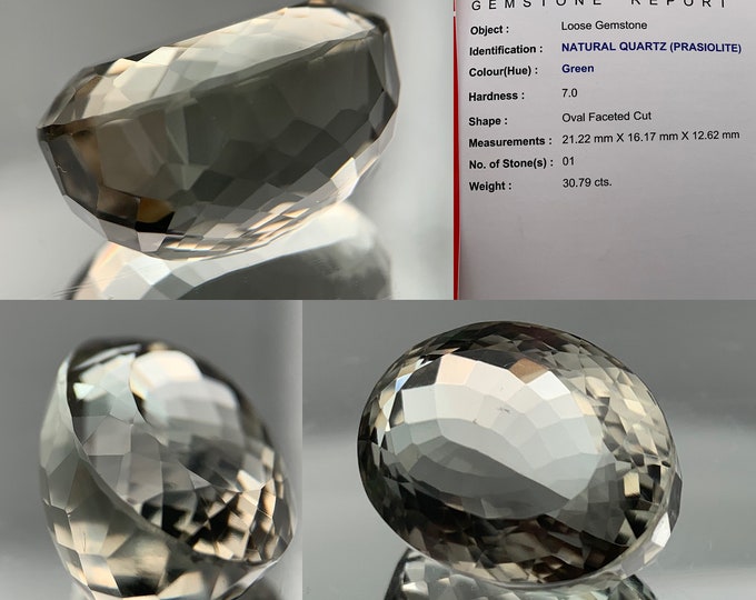 30.79ct. AIG Certified Green Quartz | Prasiolite VVS | natural | Brazil | collector stone | gemstone | unheat | Gemstone | gem jewelry #1004