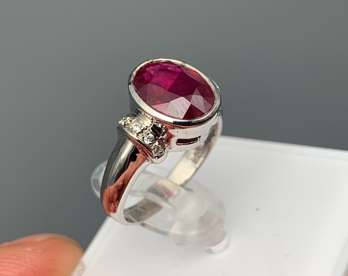 Silver ring natural ruby 3.95 ct | Ruby ring | jewelry | Mozambique | 10 natural topaz | ring size 53 | jewelry | gem | 925 silver #1290