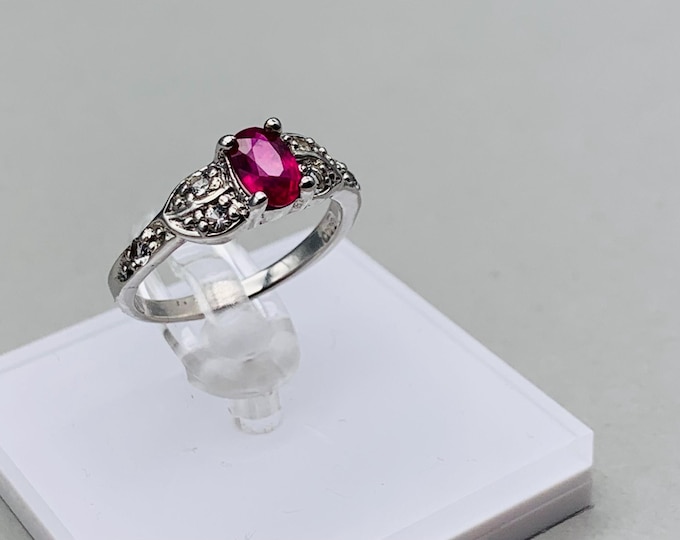 Sterling Silver Ring Ruby 0.70 ct with Topaz Natural Ruby Ring women Ring natural gemstone RG52 925 Silver #1287