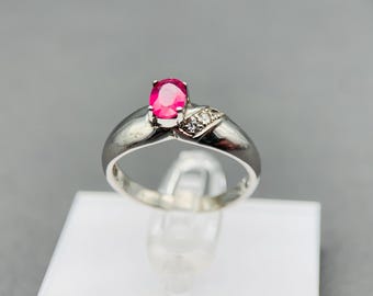 Sterling Silver Ring Ruby 0.55 ct with Topaz Natural Ruby Ring women Ring natural gemstone RG54 925 Silver #1288