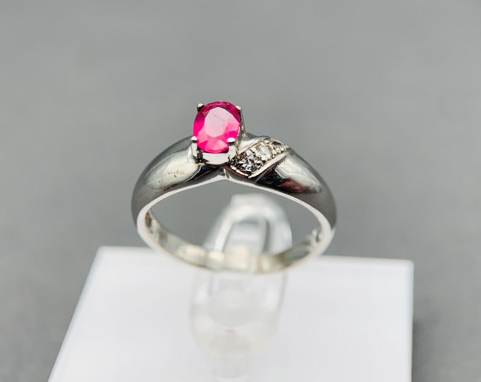 Sterling Silver Ring Ruby 0.55 ct with Topaz Natural Ruby Ring women Ring natural gemstone RG54 925 Silver #1288