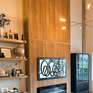Reeded Wall Panels, 1-1/2&quot; Wide Reeds, Tambour Wall Paneling, Primed or White Oak Wall Cladding, Wainscoting, Custom Sizes