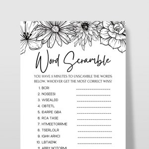 Baby Shower Spiel: Word Scramble, Printable, Digital Download Tempalte