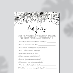 Baby Shower Game: Dad Jokes, Baby Shower Activity, Printable, Digital Download