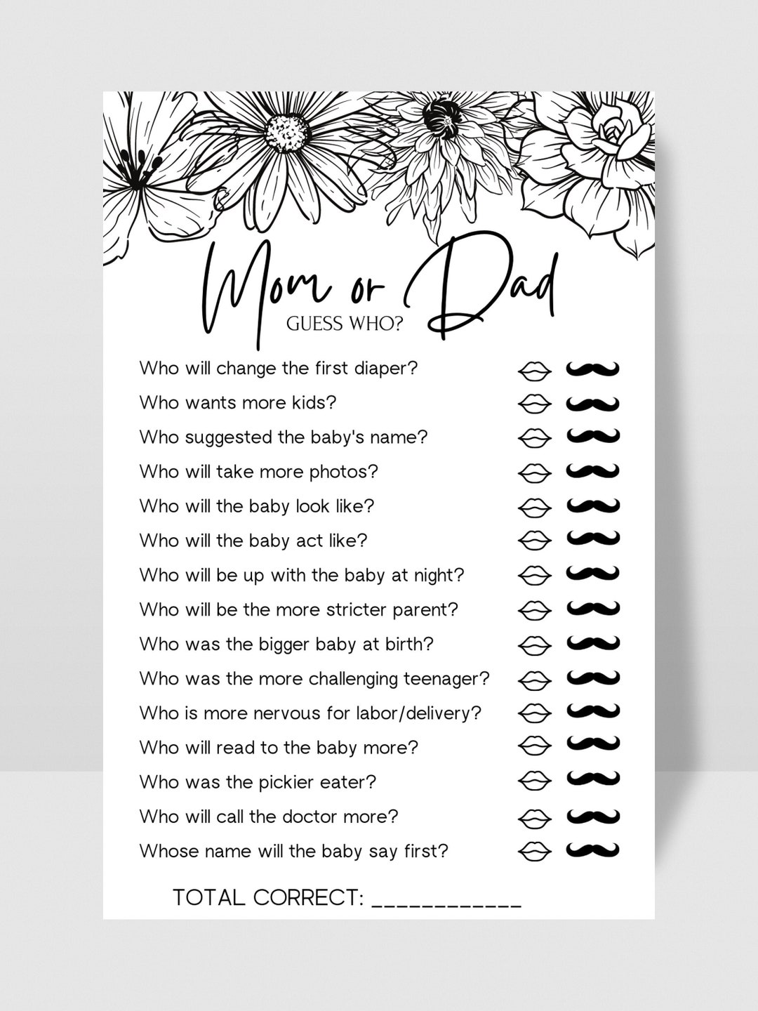 Baby Shower Game: Mom or Dad, Printable Digital Download - Etsy