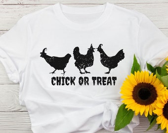 SVG - Chick or Treat, Chicken Halloween Shirt, Witch Hat, Downloadable file