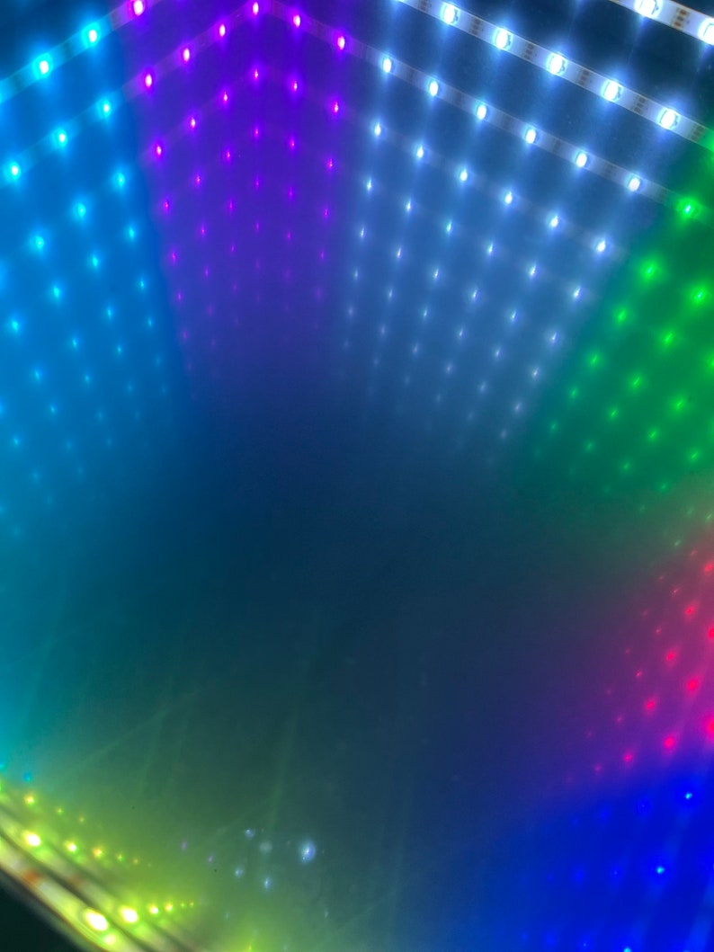 Black Coffee Table With LED Infinity Mirror Lights Effect Etsy