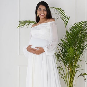Suknia ślubna ciążowa, sukienka na baby shower, biała sukienka ciążowa, odzież ciążowa, sukienka ciążowa na wesele