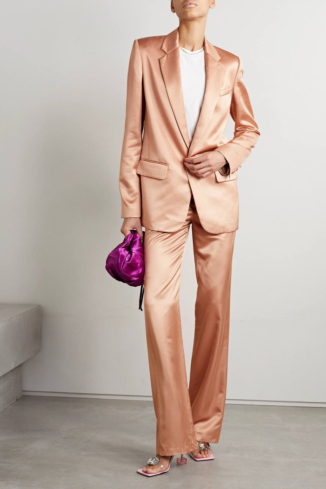 Women Two Piece Suit in Satin, Twopiece Women Suit, Womens Suit Set