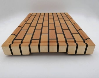 Tagliere in legno di testa, motivo mattone, acero / Dimensioni personalizzate - Nessun problema / Legno robusto / Fatto a mano / Accattivante