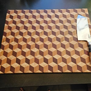 3D End Grain Cutting Board Cube / Custom Size Available - No Problem / Robust Wooden Cutting Board for Kitchen / Stunning Wood