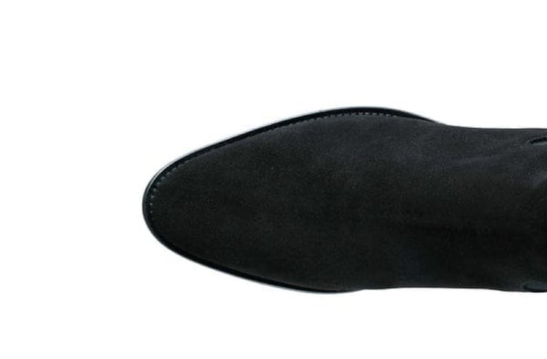 Handmade Bespoke Men Elegant Black Colour Genuine Suede Leather Chelsea