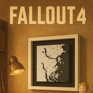 Mapa 3D do Fallout World | Mapa de terreno 3D de Wasteland | Capital Wasteland, Mojave ou Commonwealth | Colecionáveis de jogos