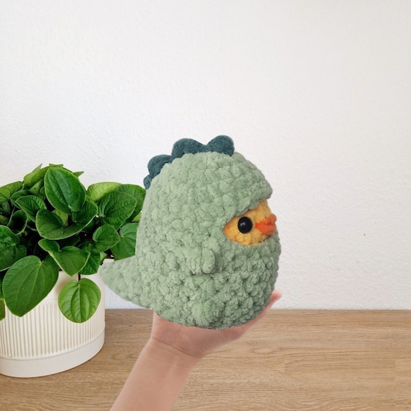 Plushie Chicken with Dino Costum Friend