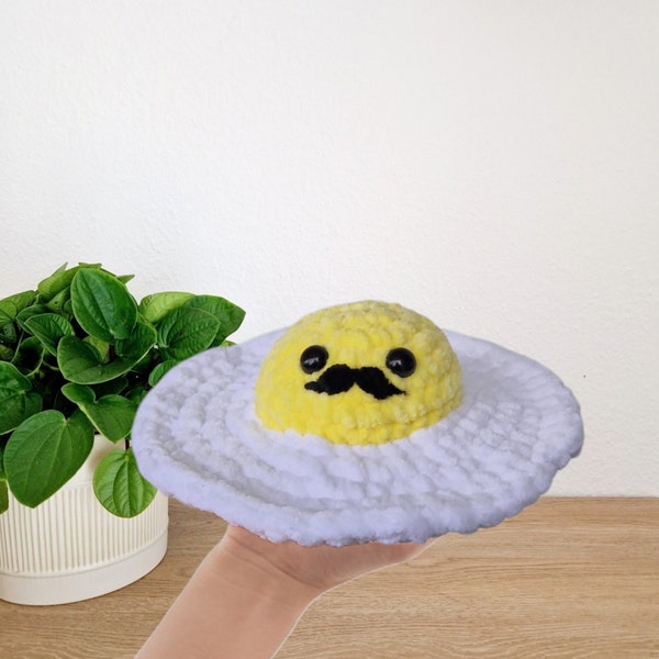 Plushie Fried Egg with mustache Friend