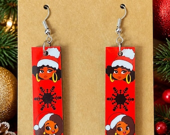 Full-Color Sublimated Dangle Earrings: Handmade Custom Earrings, Christmas Gift