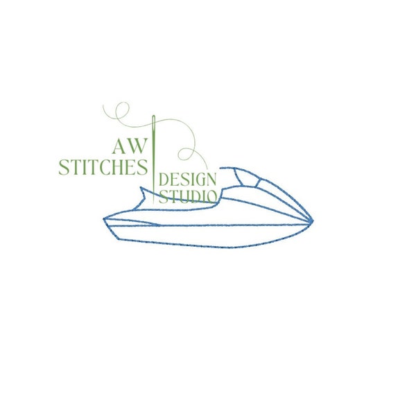 Jet ski Jetski boat nautical MINI bean stitch, vintage stitch, quick stitch machine embroidery design file