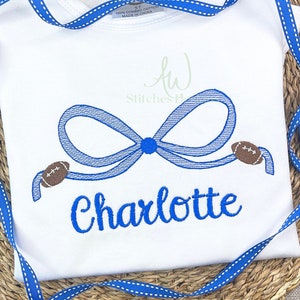 Football bow girl vintage sketch stitch fall sports light fill sketch stitch bean stitch quick stitch machine embroidery design