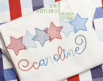 Patriotic Stars and Stripes Machine Embroidery Design (Digital Download)