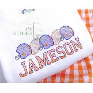 Football trio football helmet game day team colors vintage stitch sketch stitch machine embroidery design file