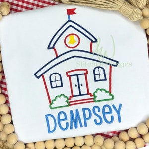 School house back to school first day of school satin stitch machine embroidery design file