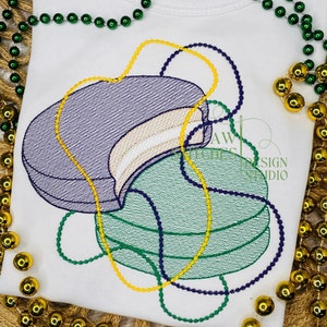 Mardi Gras moonpies sketch fill, light fill, quick stitch machine embroidery design file