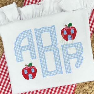 Apple school mini with bow back to school trio first day of school fill stitch machine embroidery design