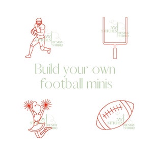 Football cheerleader football player fall sport MINI BUNDLE build your own bean stitch, vintage stitch, quick machine embroidery design file
