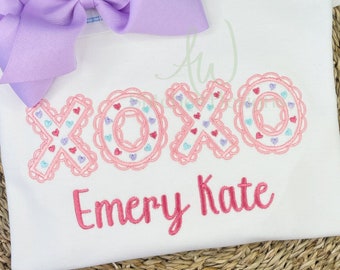 XOXO Valentine's Day Love Heart satin fill stitch machine embroidery design file