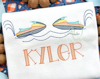 Summer embroidery water sport lake boat light fill stitch machine embroidery design file