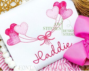 Valentine Heart Balloons Applique Machine Embroidery Design (Digital Download)