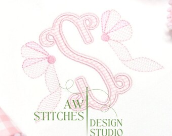 Side Bow Monogram Heirloom MINI sketch stitch vintage stitch machine embroidery design