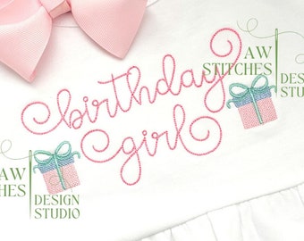 Birthday present with bow MINI mini gift box mini birthday present mini Christmas present machine embroidery design