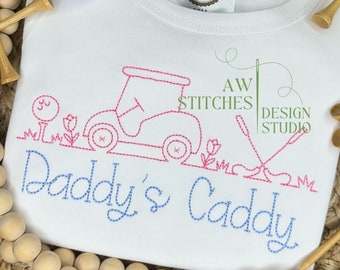 Golf Cart Bean Stitch Machine Embroidery Design (Digital Download)