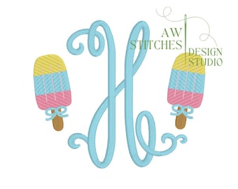 Popsicle with bow ice cream summer girl mini fill stitch machine embroidery design file