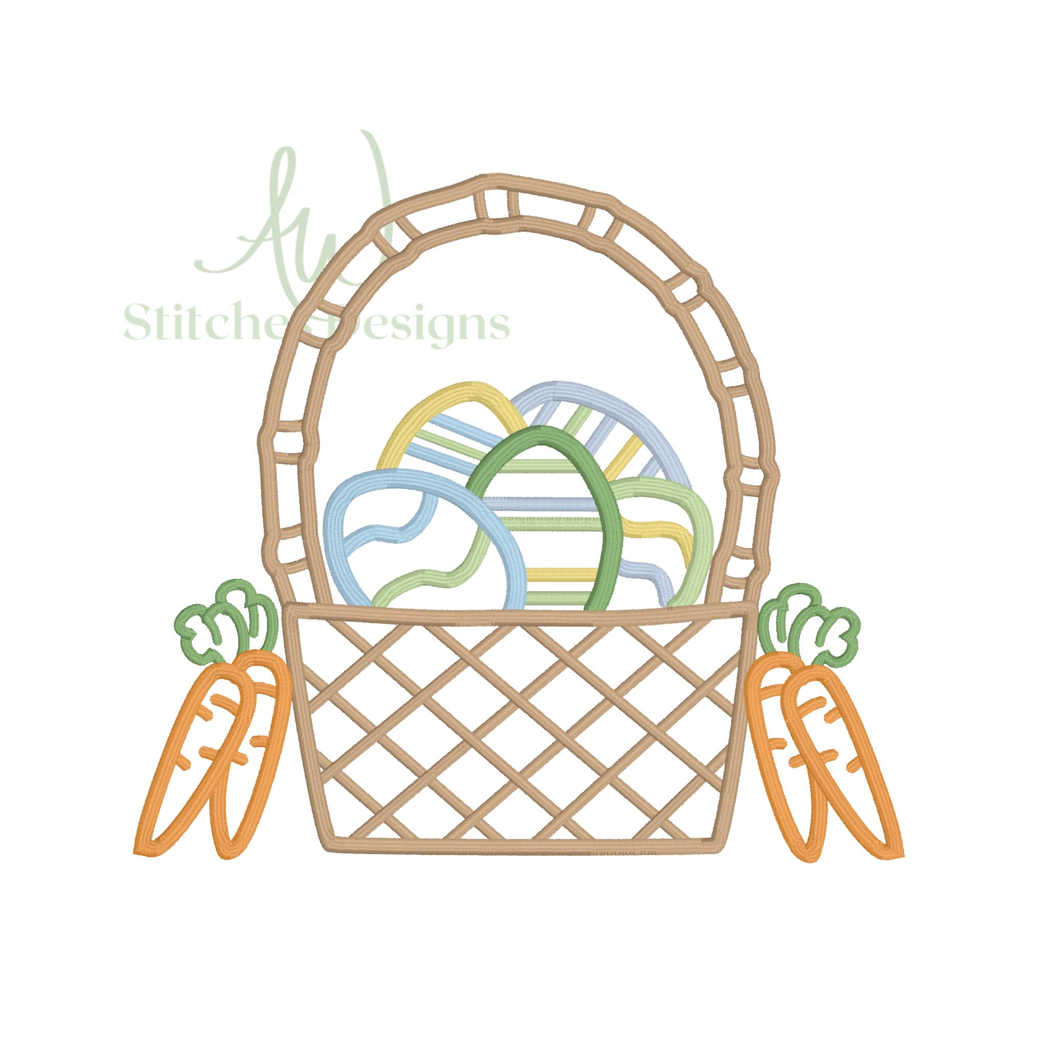 Easter Basket Satin Stitch Embroidery Design File | Digital Design for ...