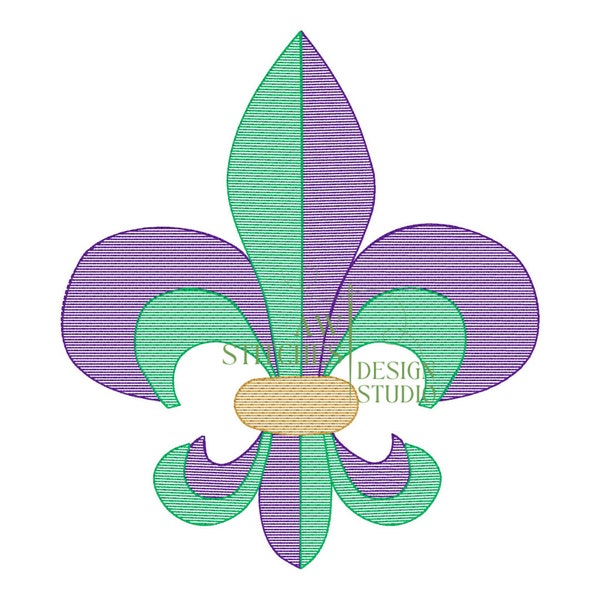 Fleur de lis vintage sketch machine embroidery design, fleur de lis, LARGER SIZES bean sketch stitch fleur de lis