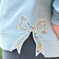 Side Bow Appliqué Sweatshirt Design for Machine Embroidery Classic Bow Heirloom bow satin stitch applique embroidery design file