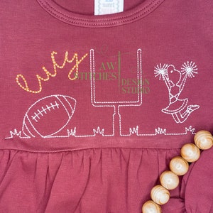 Cheerleader football trio sports fall sports line bean stitch vintage stitch quick stitch machine embroidery design file