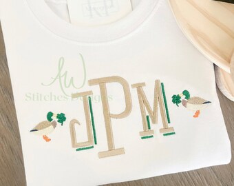 St. Patrick's Day Mallard Duck with Shamrock Clover Mini Fill Stitch Embroidery Design File