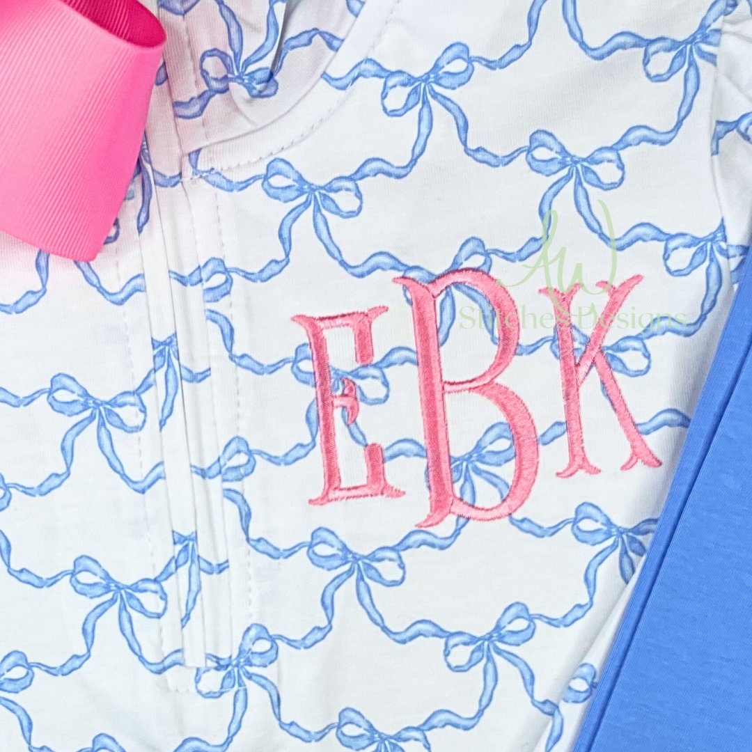 Fishtail Monogram Satin Stitch Font for Machine Embroidery Design File ...