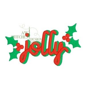 Holly Jolly Christmas Embroidery Design: Mini Fill Stitch (4x4, 5x7) (Digital Download