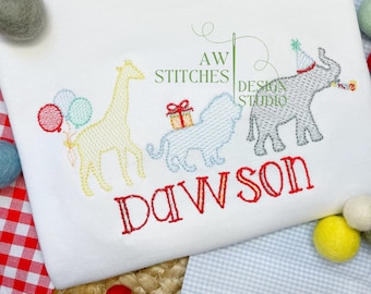 Safari Animals Sketch Embroidery Design, Birthday Party (Digital Download)