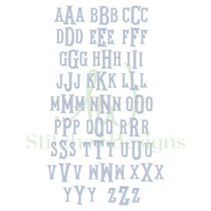 Peut inclure: Un alphabet graphique avec chaque lettre r&eacute;p&eacute;t&eacute;e trois fois en couleur violet clair avec un contour bleu clair. Les lettres sont en police serif et sont dispos&eacute;es en rang&eacute;es.