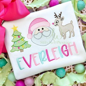 Santa Claus Christmas Tree Rudolph Reindeer trio embroidery light fill stitch sketch stitch quick stitch machine embroidery design file
