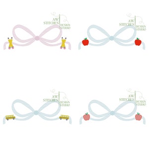 Back to school bow BUNDLE embroidery first day of school bow embroidery sketch stitch quick stitch machine embroidery design