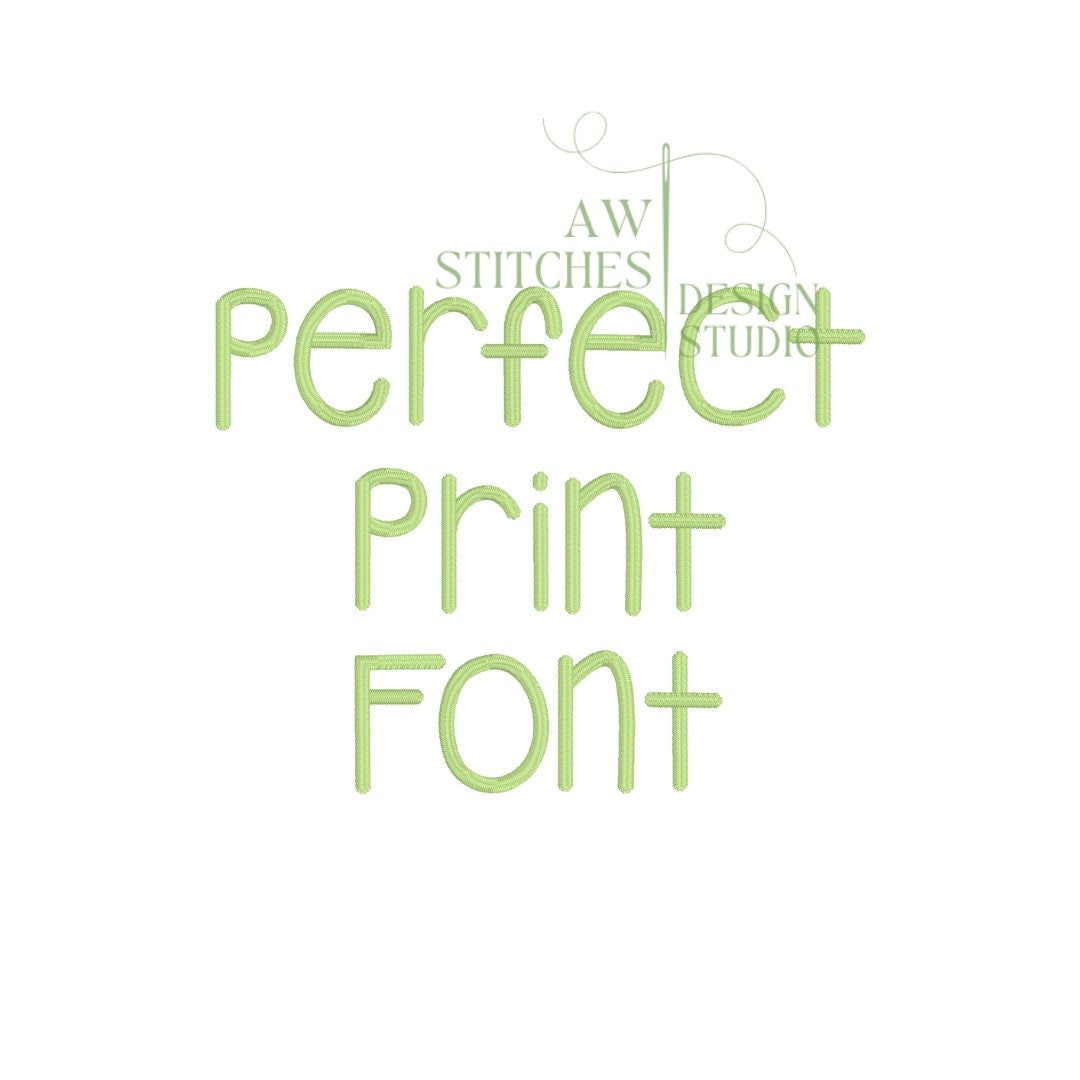 Perfect print font satin stitch font for machine embroidery design file .75"- 3" upper and lowercase letters with BX