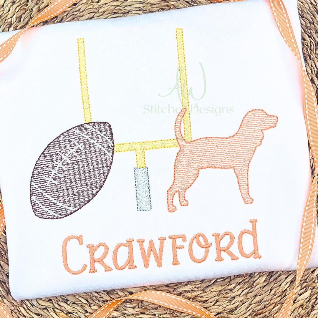 Tennessee Football Game Day Football Hound Dog sketch stitch machine embroidery design file