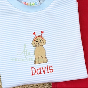 Curly haired Valentine puppy dog mini fill stitch machine embroidery design file